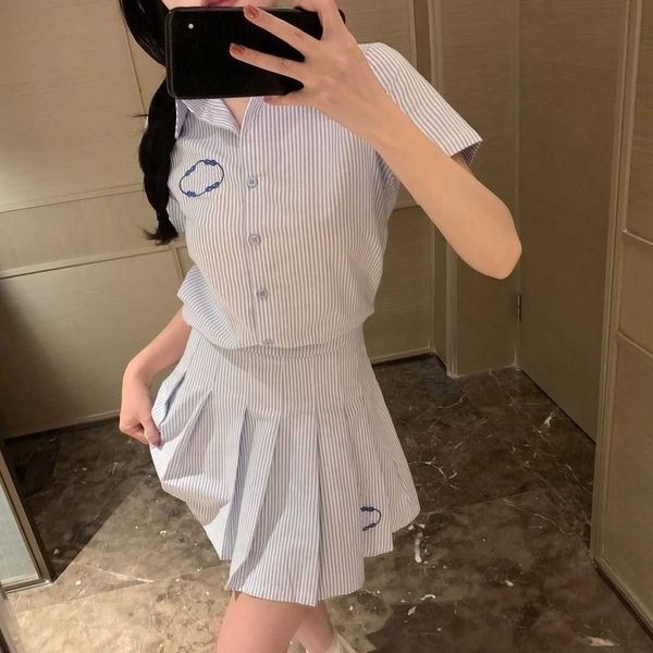 summer women's lapel striped shirt short sleeve pleated skirt set skirt, acrylic fabric wrinkle resistant breathable, simple and casual, White
summer women's lapel striped shirt short sleeve pleated skirt set skirt, acrylic fabric wrinkle resistant breathable, simple and casual, White
