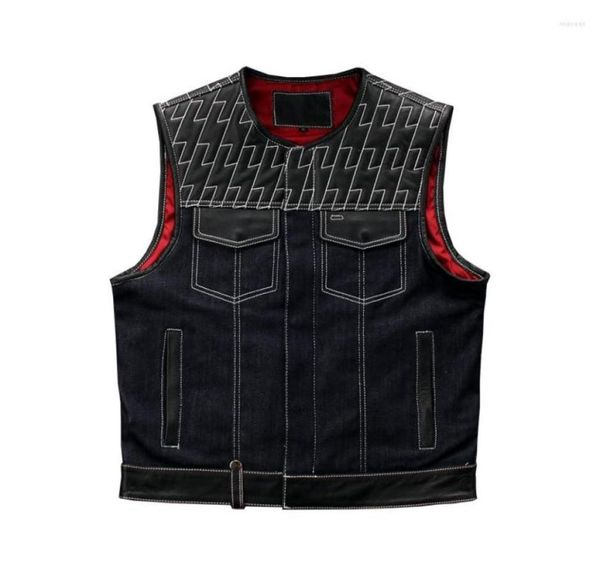 men039s vests soa men39s leather and denim motorcycle biker vest genuine cowhide sleeveless jackets embroidery punk rock wai1486777, Black;white
men039s vests soa men39s leather and denim motorcycle biker vest genuine cowhide sleeveless jackets embroidery punk rock wai1486777, Black;white