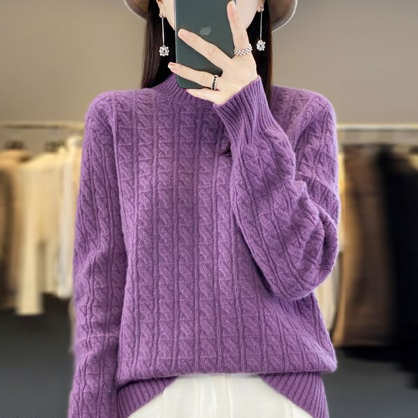 women's sweaters 2023 autumn and winter sweater 100 wool half high neck knitted casual pullover korean fashion soft 230729, White;black
women's sweaters 2023 autumn and winter sweater 100 wool half high neck knitted casual pullover korean fashion soft 230729, White;black