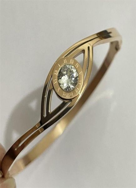 bangle roman numerals zircon jewelry rose gold eye shape bangles 316l titanium steel bracelets for women6053291, Black 
bangle roman numerals zircon jewelry rose gold eye shape bangles 316l titanium steel bracelets for women6053291, Black