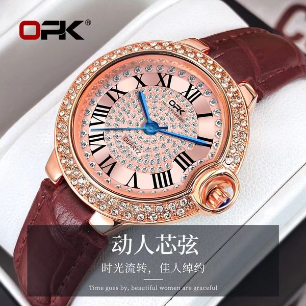 opk quartz women's watch elegant diamond waterproof women's watch 33mm, Slivery;brown
opk quartz women's watch elegant diamond waterproof women's watch 33mm, Slivery;brown