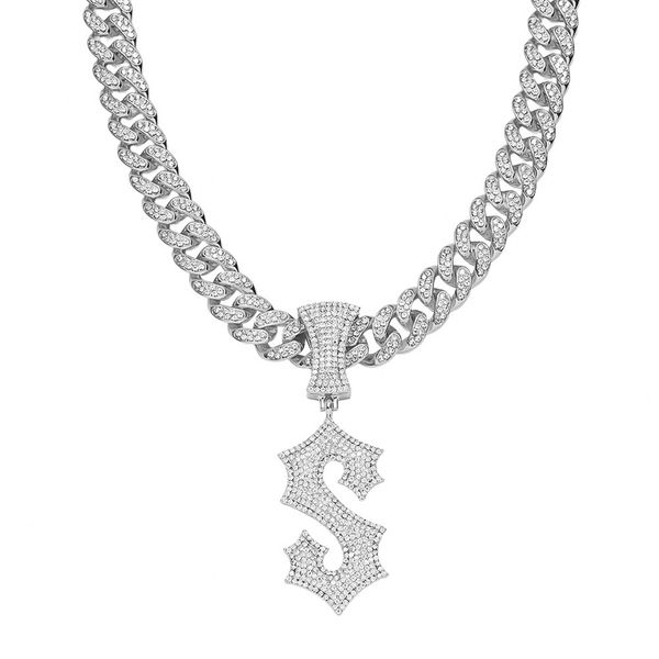 hip hop men rapper shiny diamond pendant gold necklace s letter pendant micro-inset zircon jewelry night club accessory sweater collarbone c, Silver
hip hop men rapper shiny diamond pendant gold necklace s letter pendant micro-inset zircon jewelry night club accessory sweater collarbone c, Silver