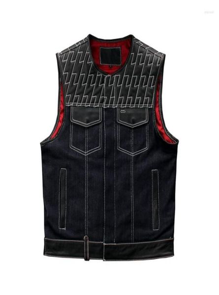 men039s vests soa men39s leather and denim motorcycle biker vest genuine cowhide sleeveless jackets embroidery punk rock wai7898825, Black;white
men039s vests soa men39s leather and denim motorcycle biker vest genuine cowhide sleeveless jackets embroidery punk rock wai7898825, Black;white