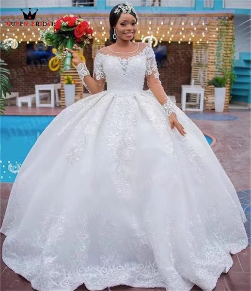 luxury a line long sleeve wed dresses beaded lace appliques plus size bridal party gowns robe de marriage sweetheart neck shiny bridal gowns, White
luxury a line long sleeve wed dresses beaded lace appliques plus size bridal party gowns robe de marriage sweetheart neck shiny bridal gowns, White