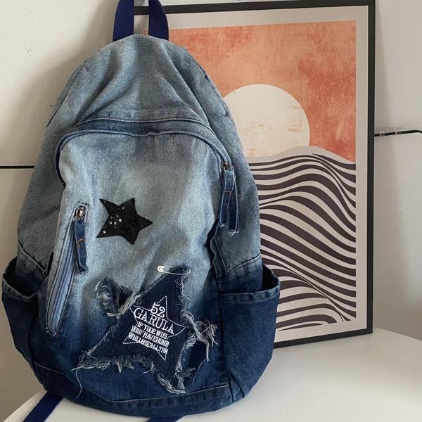 school bags women's y2k backpack korean style denim school bag for girl star pattern teenager student schoolbag book embroidery bagpack
school bags women's y2k backpack korean style denim school bag for girl star pattern teenager student schoolbag book embroidery bagpack