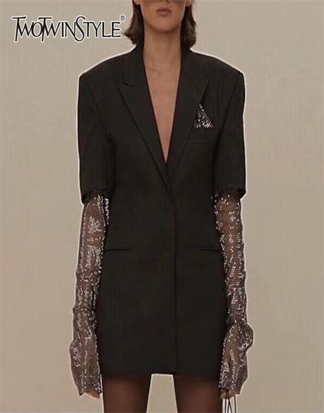 twotwinstyle summer solid blazer for women long sleeve diamond patchwork long elegant coat female fashion clothing 2020 new lj20091038216, White;black
twotwinstyle summer solid blazer for women long sleeve diamond patchwork long elegant coat female fashion clothing 2020 new lj20091038216, White;black