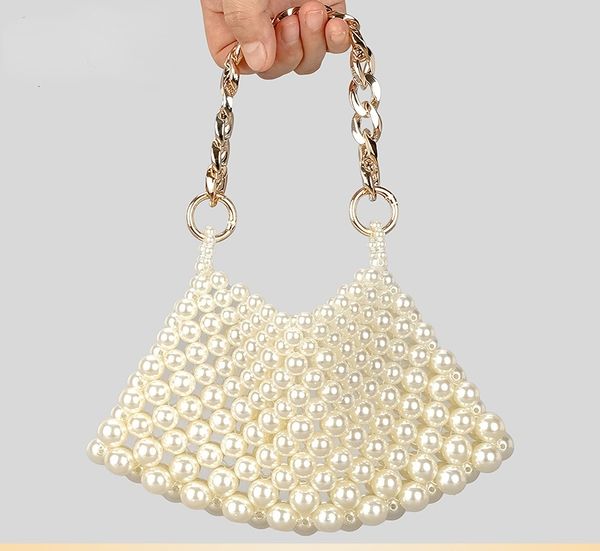 evening bags diy handmade beaded underarm bag french hollow woven handbag special interest design metal chain pearl 230729
evening bags diy handmade beaded underarm bag french hollow woven handbag special interest design metal chain pearl 230729