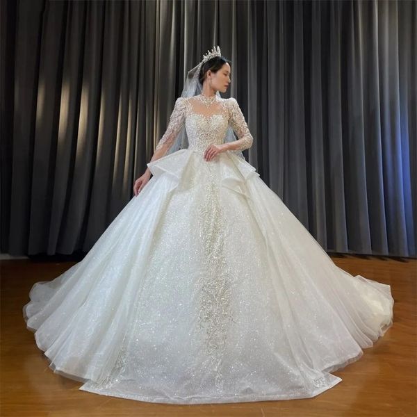 luxury shiny ball gown wedding dresses for women 2023 long sleeve beading applique princess bridal dress vestidos de novia, White
luxury shiny ball gown wedding dresses for women 2023 long sleeve beading applique princess bridal dress vestidos de novia, White