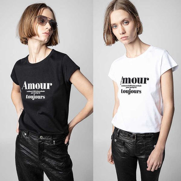 zadig voltaire classic fashion pure cotton t shirt classic letter flocking printed cotton black white women short sleeved shirt luxury cloth
zadig voltaire classic fashion pure cotton t shirt classic letter flocking printed cotton black white women short sleeved shirt luxury cloth