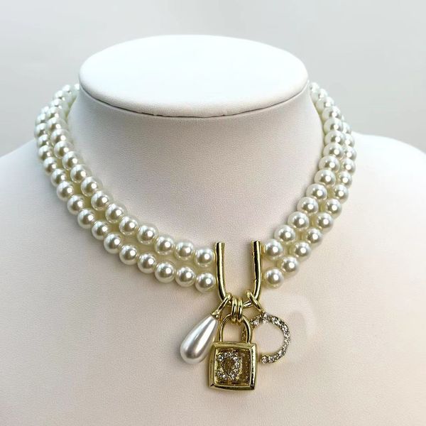 fashion designer brand letter pendant stainless steel necklaces luxury womens golden chain geometric 18k gold plated pearl lock necklace cha, Silver
fashion designer brand letter pendant stainless steel necklaces luxury womens golden chain geometric 18k gold plated pearl lock necklace cha, Silver