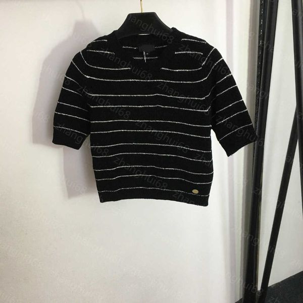23ss womens knits womens designer clothing logo gold thread striped towel embroidered logo short sleeve pullover sweater womens clothes, White
23ss womens knits womens designer clothing logo gold thread striped towel embroidered logo short sleeve pullover sweater womens clothes, White