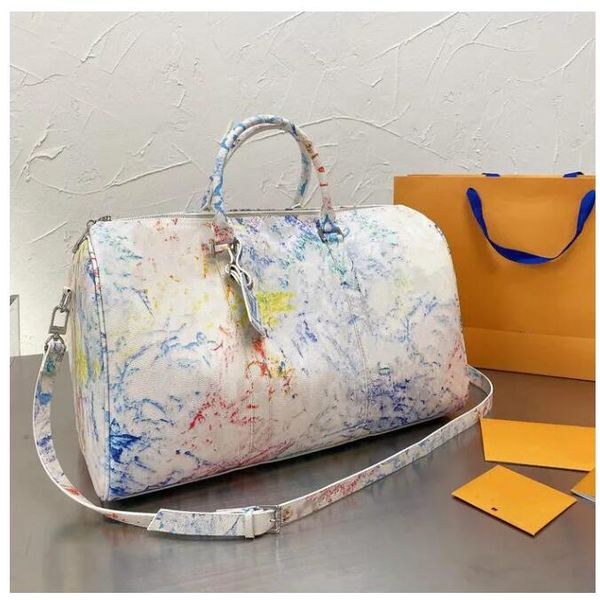 2021ss fashion men 45cm duffle bag black multicolor leather travel bags women handle and strap luggage mens business briefcase tote
2021ss fashion men 45cm duffle bag black multicolor leather travel bags women handle and strap luggage mens business briefcase tote