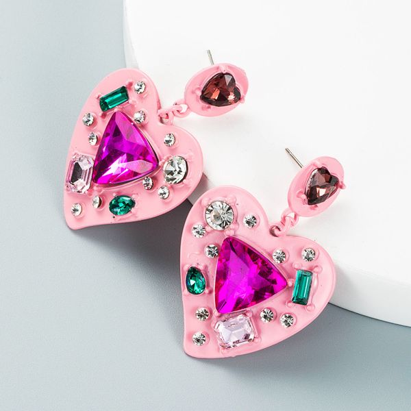 exaggerated fashion alloy spray paint water diamond embedding diamond heart shaped earrings girl heart personality temperament earrings, Silver
exaggerated fashion alloy spray paint water diamond embedding diamond heart shaped earrings girl heart personality temperament earrings, Silver