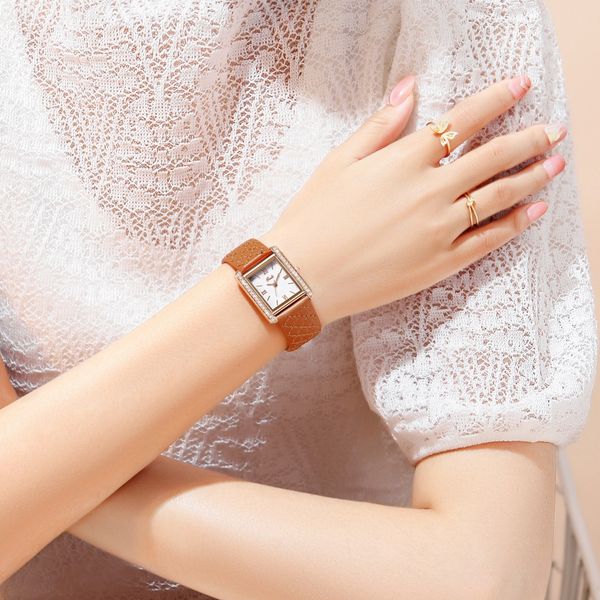 women small square plate diamond-grain small fragrance light luxury retro temperament all-in-one waterproof belt quartz watch, Slivery;brown
women small square plate diamond-grain small fragrance light luxury retro temperament all-in-one waterproof belt quartz watch, Slivery;brown