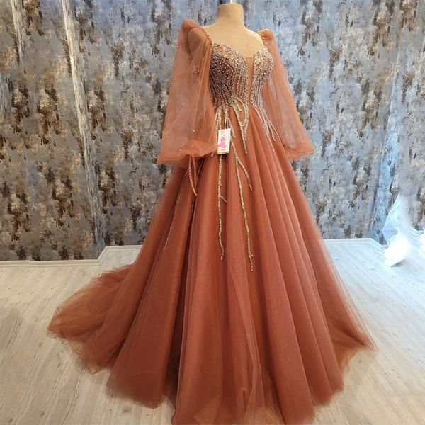 dubai orange a-line luxury v-neck evening dresses 2023 long sleeves diamond beads tull formal gown serene party dress, Black;red
dubai orange a-line luxury v-neck evening dresses 2023 long sleeves diamond beads tull formal gown serene party dress, Black;red