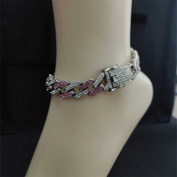 hop cuban link anklet bracelet accessory for gift men women pink white color used alloy 230719, Red;blue
hop cuban link anklet bracelet accessory for gift men women pink white color used alloy 230719, Red;blue