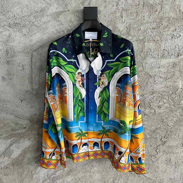2023ss men's designer shirt angel print pattern silk long sleeve shirt classic spring polo coat, White;black
2023ss men's designer shirt angel print pattern silk long sleeve shirt classic spring polo coat, White;black
