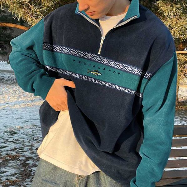 men's hoodies sweatshirts england retro geometry print patchwork youth hoodie zip up lapel cashmere sweater autumn winter warm loose da, Black
men's hoodies sweatshirts england retro geometry print patchwork youth hoodie zip up lapel cashmere sweater autumn winter warm loose da, Black