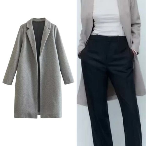 women blends traf 2023 women multicolor woolen lapel long coats fashion vintage sleeve autumn winter loose overcoat warm 230729, Black
women blends traf 2023 women multicolor woolen lapel long coats fashion vintage sleeve autumn winter loose overcoat warm 230729, Black