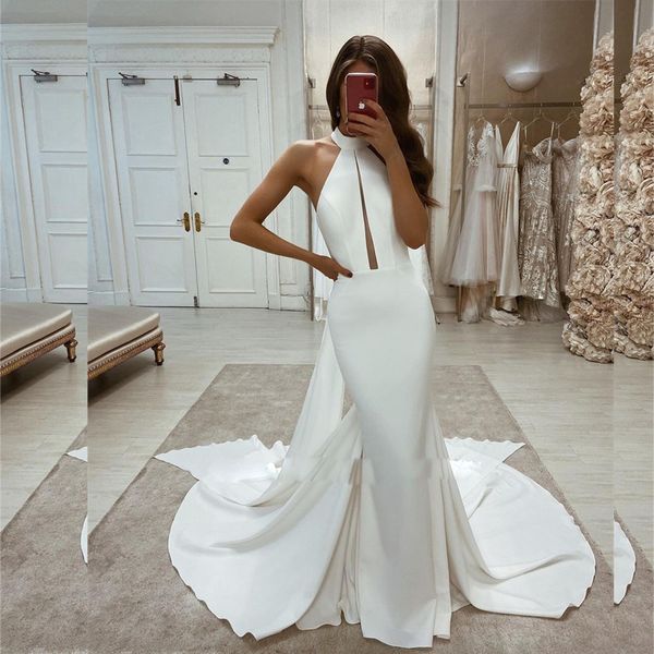 plus size high collar mermaid wedding dresses with wrap simple soft satin wedding bridal gown hollow back dress for women, White
plus size high collar mermaid wedding dresses with wrap simple soft satin wedding bridal gown hollow back dress for women, White