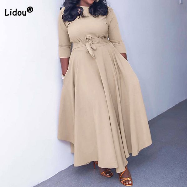 plus size dresses autumn winter plus size women clothes solid color fashion round neck bandage three quarter sleeve higt waist elegant maxi, Black
plus size dresses autumn winter plus size women clothes solid color fashion round neck bandage three quarter sleeve higt waist elegant maxi, Black