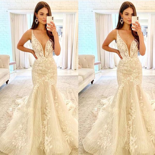 champagne lace bling shine mermaid wedding dresses deep v neck wedding dress for women customized bridal gowns, White
champagne lace bling shine mermaid wedding dresses deep v neck wedding dress for women customized bridal gowns, White
