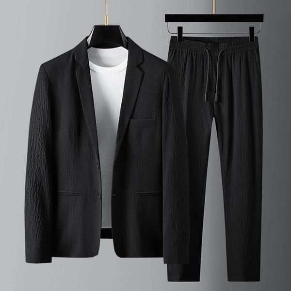 mens tracksuits spring summer fashion suit men blazer pants stripe pleats long sleeve turndown collar jacket drawstring trousers for wedding, Gray
mens tracksuits spring summer fashion suit men blazer pants stripe pleats long sleeve turndown collar jacket drawstring trousers for wedding, Gray