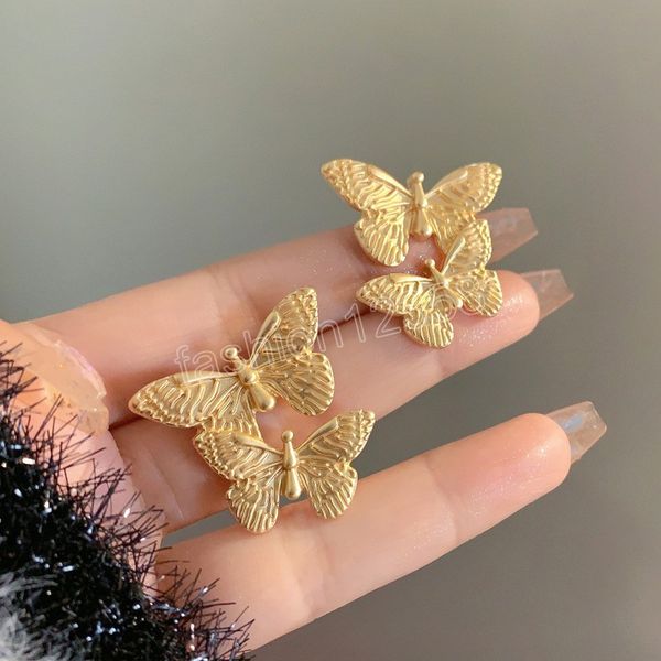 creative cute gold metal double butterfly stud earrings for women girl korean temperament earrings wedding party birthday gift, Golden;silver
creative cute gold metal double butterfly stud earrings for women girl korean temperament earrings wedding party birthday gift, Golden;silver