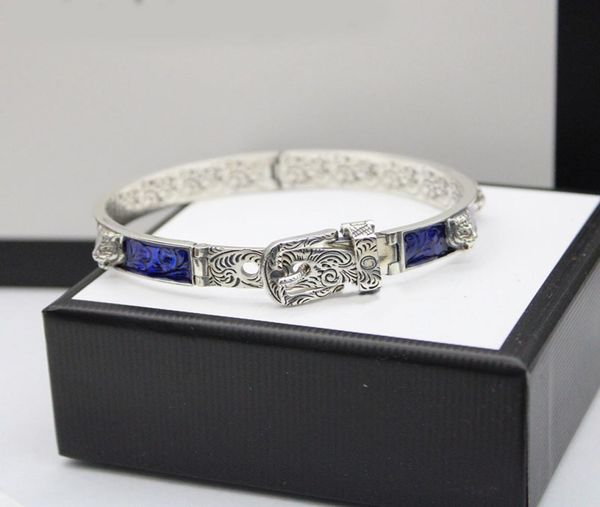925 sterling silver tiger head blue enamel couple bracelet men and women luxury brand exquisite fashion retro charm jewelry gift1212735, Black
925 sterling silver tiger head blue enamel couple bracelet men and women luxury brand exquisite fashion retro charm jewelry gift1212735, Black