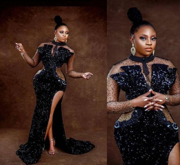 2021 prom dresses mermaid dark navy blue sequined lace high neck illusion long sleeves appliques pearls high side split forma3710516, Black
2021 prom dresses mermaid dark navy blue sequined lace high neck illusion long sleeves appliques pearls high side split forma3710516, Black