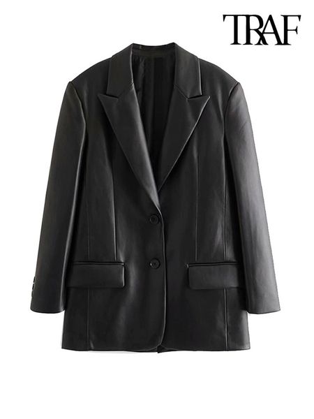 women's suits blazers traf women fashion faux leather loose blazer coat vintage long sleeve flap pockets female outerwear chic veste fe, White;black
women's suits blazers traf women fashion faux leather loose blazer coat vintage long sleeve flap pockets female outerwear chic veste fe, White;black