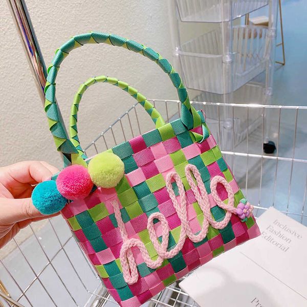 totes 2023 summer new rainbow color ball woven vegetable basket bag parent child handbag small square beach 230731
totes 2023 summer new rainbow color ball woven vegetable basket bag parent child handbag small square beach 230731