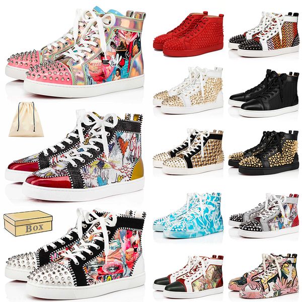 2023 luxury brand christians red bottoms men women high cut platform shoes designer sneakers womens mens loafers fashion casual trainers wit, Black
2023 luxury brand christians red bottoms men women high cut platform shoes designer sneakers womens mens loafers fashion casual trainers wit, Black