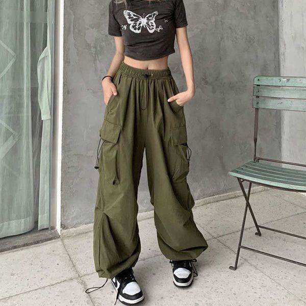 women big pockets cargo pants y2k harajuku drawstring oversized pants female street style solid sweatpants joggers trousers, Black;white
women big pockets cargo pants y2k harajuku drawstring oversized pants female street style solid sweatpants joggers trousers, Black;white