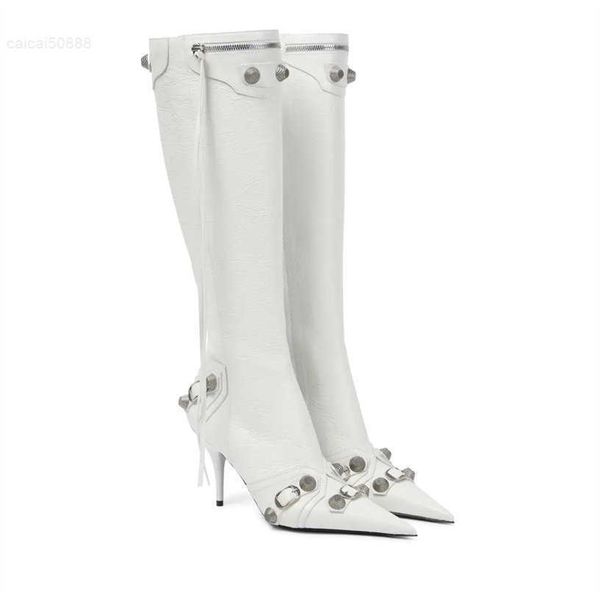 cagole lambskin leather knee-high boots stud buckle embellished side zip shoes pointed toe stiletto heel tall boot luxury designers shoe for, Black
cagole lambskin leather knee-high boots stud buckle embellished side zip shoes pointed toe stiletto heel tall boot luxury designers shoe for, Black