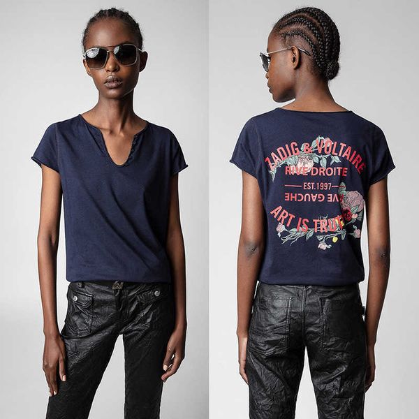 23ss designer tide t shirts zadig voltaire classic letters behind flower diamond u-neck women short-sleeved designer tide pure cotton fashi, White
23ss designer tide t shirts zadig voltaire classic letters behind flower diamond u-neck women short-sleeved designer tide pure cotton fashi, White