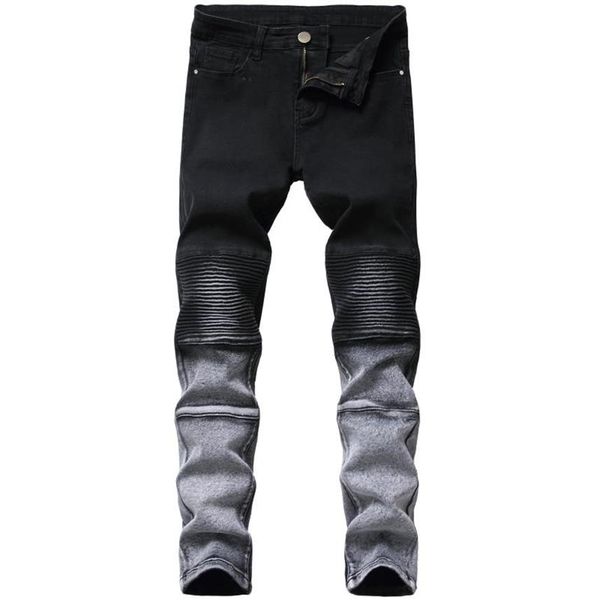 men's jeans men stretch slim black small feet trend brand high-quality pleated motorcycle pants222w, Blue
men's jeans men stretch slim black small feet trend brand high-quality pleated motorcycle pants222w, Blue