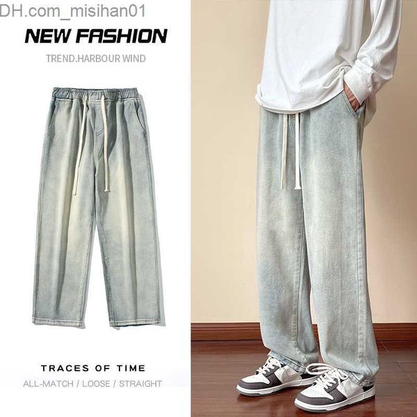 men's pants men's elastic waist wide leg bag jeans korean fashion new autumn vintage oversized jeans men's drstring design pa, Black
men's pants men's elastic waist wide leg bag jeans korean fashion new autumn vintage oversized jeans men's drstring design pa, Black