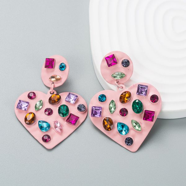 exaggerated love shaped earrings, alloy paint inlaid with colorful rhinestone earrings, trendy and simple personalized earrings, Silver
exaggerated love shaped earrings, alloy paint inlaid with colorful rhinestone earrings, trendy and simple personalized earrings, Silver