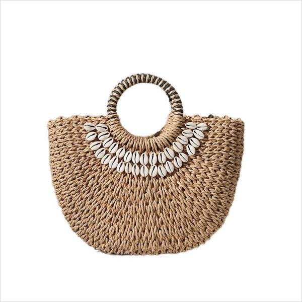 new vintage shell decoration handmade grass woven bag handheld half round woven bag beach resort bag
new vintage shell decoration handmade grass woven bag handheld half round woven bag beach resort bag