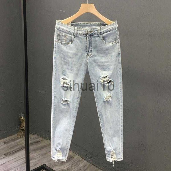 men's jeans 2023 spring and autumn new men's fashion solid color ripped jeans men's casual comfort elastic high-quality small, Blue
men's jeans 2023 spring and autumn new men's fashion solid color ripped jeans men's casual comfort elastic high-quality small, Blue