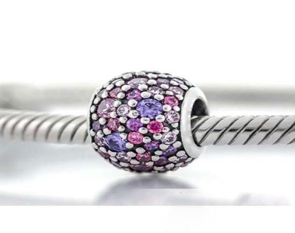 925 sterling silver pink and purple pave lights bead fits european p jewelry charm bracelets4571872, Black
925 sterling silver pink and purple pave lights bead fits european p jewelry charm bracelets4571872, Black