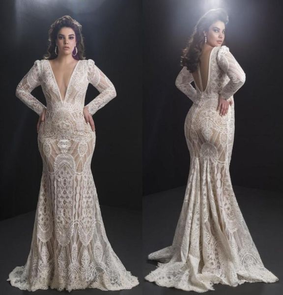 2020 plus size mermaid wedding dresses v neck appliqued beaded long sleeves bridal gowns sheer back ruffle sweep train vestidos de5700432, White
2020 plus size mermaid wedding dresses v neck appliqued beaded long sleeves bridal gowns sheer back ruffle sweep train vestidos de5700432, White