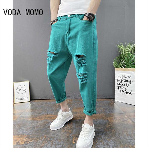 men's t-shirts japanese trend new men's ripped hole jeans white green black ankle length youth fashion loose denim harem cargo pan, White;black
men's t-shirts japanese trend new men's ripped hole jeans white green black ankle length youth fashion loose denim harem cargo pan, White;black
