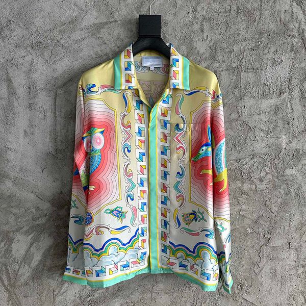 2023ss men's designer rabbit pattern silk long sleeve shirt classic casual shirt spring polo top, White;black
2023ss men's designer rabbit pattern silk long sleeve shirt classic casual shirt spring polo top, White;black