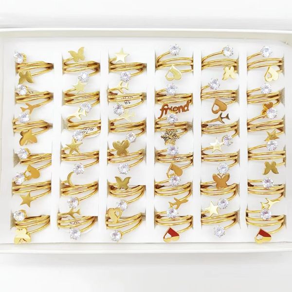 wholesale 10/30/50pcs fashion butterfly star heart mix gold plated trendy ring charm accessory for engagement finger jewelry, Slivery;golden
wholesale 10/30/50pcs fashion butterfly star heart mix gold plated trendy ring charm accessory for engagement finger jewelry, Slivery;golden