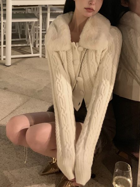 women's knits tees winter vintage knitted sweater women korean fashion fur slim cardigan female long sleeve casual warm y2k short coat, White
women's knits tees winter vintage knitted sweater women korean fashion fur slim cardigan female long sleeve casual warm y2k short coat, White