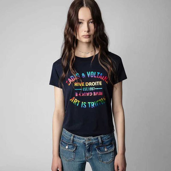 23ss designer tide t shirts zadig voltaire designer tide classic letter gilding colorful printing round neck women short sleeved classic pu, White
23ss designer tide t shirts zadig voltaire designer tide classic letter gilding colorful printing round neck women short sleeved classic pu, White