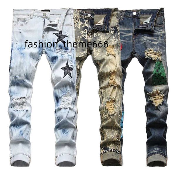 mens jeans designer stacked long pants ripped high street brand purple jeans patch hole denim straight fashion streetwear silm, Blue
mens jeans designer stacked long pants ripped high street brand purple jeans patch hole denim straight fashion streetwear silm, Blue