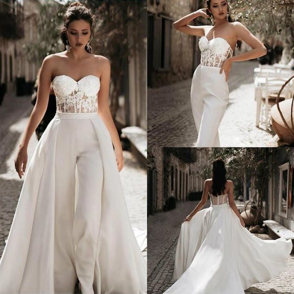 modest jumpsuit wedding dresses with detachable train sweetheart pants bridal gowns satin lace appliques beach wedding dress263k, White
modest jumpsuit wedding dresses with detachable train sweetheart pants bridal gowns satin lace appliques beach wedding dress263k, White